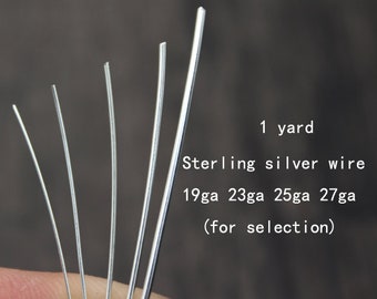 1 Yard of Sterling Silver Wire, Dia 19 23 25 27 Gauge (for selection),Sterling Silver Round Half Hard Wire