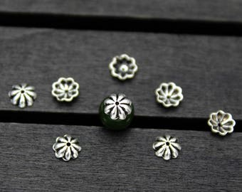 20 Sterling Silver Bead Caps,4mm 5mm Sterling Silver Flower Bead Caps,Silver Bead Caps,Flower Caps