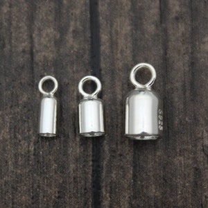 10 Sterling Silver Cord Ends,2mm/3mm/4mm Sterling Silver End Caps,Leather Cord End Caps