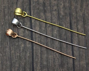 4 Sterling Silver Bails,Gold/Rose Gold Plated Pendant Bails,Charm Bails,Sterling Silver Pinch Bails with 40mm Pin