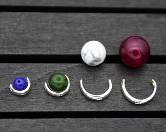 10 Sterling Silver Bead Frames,Selection for 4mm/6mm/8mm/10mm Beads,Sterling Silver Half Circle Bead Frames