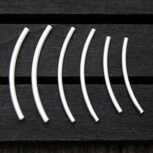 Sterling Silver Tube Beads,1.5mm 2mm 2.5mm 3mm 4mm Silver Curved Tubes,Silver Curved Tube Beads,Silver Tubes