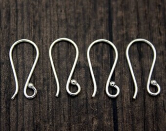 2 Pairs Sterling Silver Ear Wires,Sterling Silver Ear Hooks,Silver Wire Hooks,Silver Earring Hooks