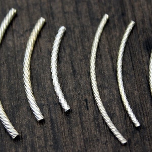 10 pcs- Sterling Silver Tube Bead,silver curved twisted tube bead,Silver spacer tube,tube spacers