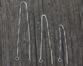 2 Paar Sterling Silber Box Kette Ohrfäden, 70 mm 90 mm 110 mm Silber Ohrring Einfädler, Silber Ohr Threader mit geschlossenem Ring, Ohrringzubehör