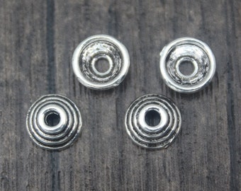 4 sterlingzilveren kralenkapjes, 7,5 mm zilveren kralenkapjes