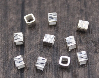 20 Sterling Silver Laser Cut Square Beads,2.5mm Tiny Square Tube Beads,Laser Cut,Diamond Cut Beads,Silver Spacer Beads