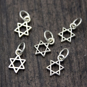 4 Sterling Silver Star of David Charms,Silver David Star Charms,Silver Star Charms,Hexagram Charms