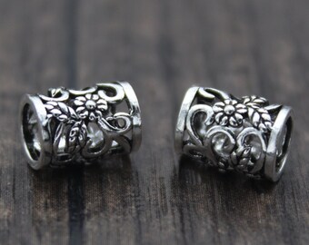 2 Sterling Silber Blume Perlen,Blumen Tube Perlen,Hohl Blume Perlen,Silber Spacer Perlen,4,5 MM große Loch