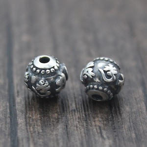 2 cuentas de plata esterlina Om, cuentas de mantra Om tibetano de 7,5 mm, Om mani padme hum, cuentas espaciadoras de plata budistas, cuentas de yoga
