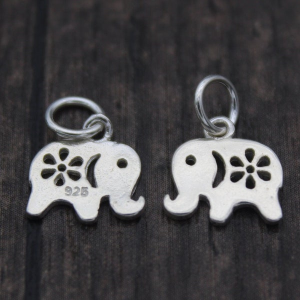 2 Sterling Silver Elephant Charms,Silver Elephant Bracelet Charms,Silver Elephant Jewelry