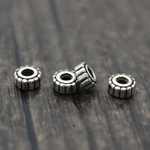 10 Sterling Silber Perlen, 4,7 mm Sterling Silber Spacer Perlen, Silber Rondell Perlen, Silber Beads Spacer,Radperlen
