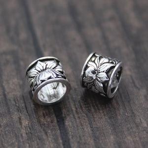 2 Sterling Silber Lotus Blume Perlen, Silber Blume Perlen, Lotus Spacer Perlen, Heilung, Yoga Schmuck