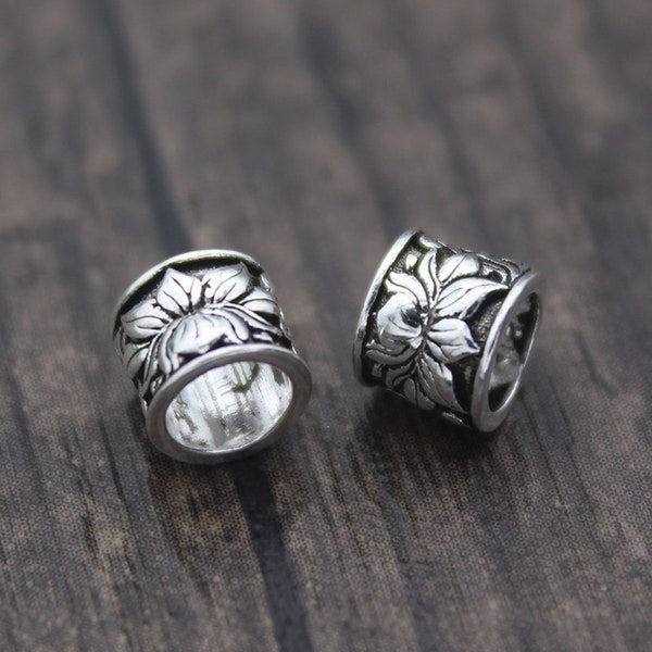 2 Sterling Silver Lotus Flower Beads,Silver Flower Beads,Lotus Spacer Beads,Healing,Yoga Jewelry