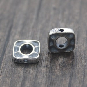 2 Sterling Silver Square Beads,Silver Flat Beads,Silver Bead Frames for 4mm Beads,Silver Spacer Beads