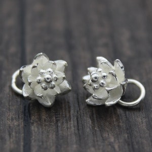 2 Sterling Silver Lotus Flower Charms,Bright Silver Lotus Charms,Silver Flower Charms,Yoga Charms
