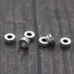 6 Sterling Silber Rondelle Perlen, 3,6 mm kleine Silber Rad Perlen, flache runde Spacer Perlen, Silber Perlen Spacer