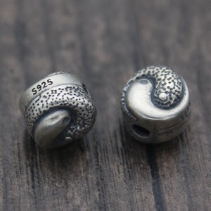 2 Sterling Silver Yin Yang Beads,Tai Chi,Feng Shui,Silver Yin Yang Spacer Beads,Flat Round Beads