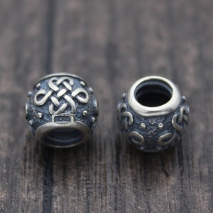 2 Sterling Silber Keltischer Knoten Perlen,9 x 8 mm Silber Chinesische Glücksknoten Perlen,Gewebte Spacer Perlen,Silber Perlen Spacer