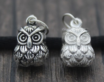 2 Sterling Silver Owl Charms,Bird Charms,Animal Charms,Zoo Charms