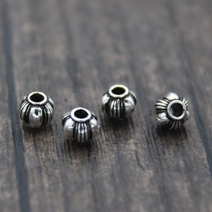 4pcs-Sterling Silver Lantern Beads,5x4mm Sterling Silver Pumpkin Beads,Silver Spacer Beads,Silver Beads Spacers