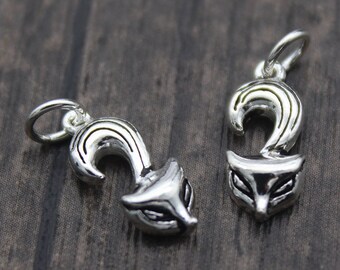 2 Sterling Silver Fox Charms,Silver Fox Charms,Animal Charms,Bracelet Charms