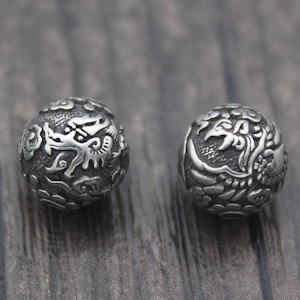 1PC Sterling Silver Dragon Bead,10mm Silver Dragon Bead,Silver Chinese Phoenix Bead,Dragon Phoenix Bead,Silver Spacer Bead