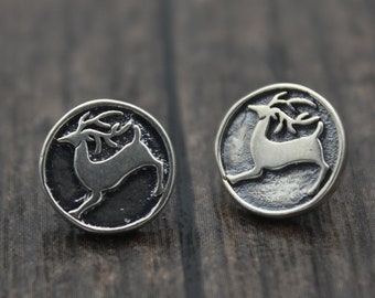 2 Sterling Silver Deer Button Clasps,9.5 mm Silver Reindeer Button Clasps for Wrap Bracelet