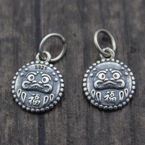 2 Sterling Silver Tiger Charms,Silver Tiger Round Tags,Chinese Zodiac Charms,New Year Charms,Year of the Tiger,Birthday Charms