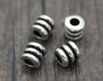 4 Sterling Silver Barrel Beads,6x6mm Sterling Silver Spacer Beads,Silver Spacers,Sterling Silver Beads Spacer