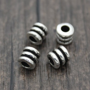 4 Sterling Silver Barrel Beads,6x6mm Sterling Silver Spacer Beads,Silver Spacers,Sterling Silver Beads Spacer