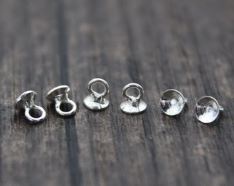 10 Sterling Silber Perlenkappen für unrillierte Perlen und Perlen,3mm 4mm (zur Auswahl),Silber Perlenkappen für No Hole Beads