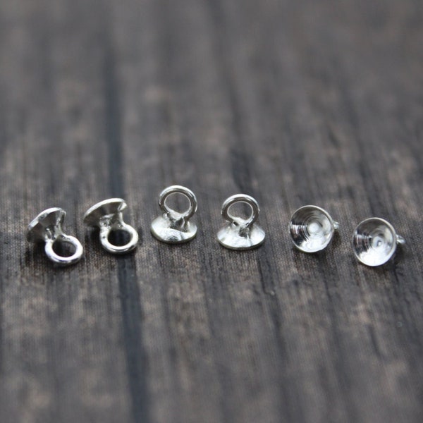 10 Sterling Silver Bead Caps for Undrilled Beads and Pearls,3mm 4mm (for selection),Silver Bead Caps for No Hole Beads