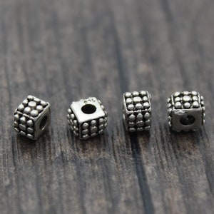4 Sterling Silver Cube Beads,5x4mm Sterling Silver Spacer Beads,Sterling Silver Square Beads
