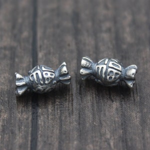 2 Sterling zilveren snoepkralen, 5,5x11 mm zilveren Fu-kralen, gelukskralen, zilveren spacerkralen, armbandkralen