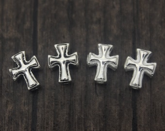 2 stuks: sterlingzilveren kruiskralen, sterlingzilveren kruis tussenkralen, sterlingzilveren kruis, sieraden met zilveren kruis