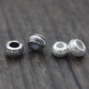 2 Sterling Silver Rondelle Beads,6x3.5mm Silver Spacer Beads,Silver Wheel Beads,Silver Beads Spacer