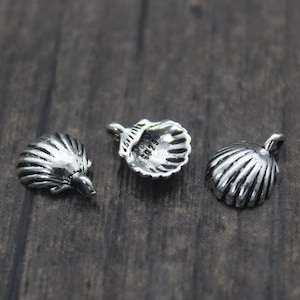 4 Sterling Silver Shell Charms,Silver Sea Shell Charms,Sea Ocean Charms,Seashell,Beach Charms,Summer Charms