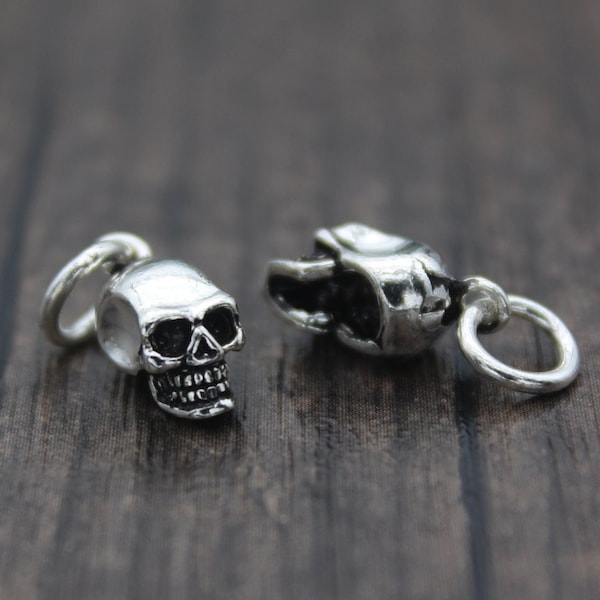 1PC Sterling Silver Skull Charm, Silver Skull Charm, 3D Skull Charm, Bracelet Charm