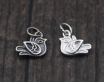 2 Sterling Silver Bird Charms,Silver Pigeon Charms,Silver Peace Dove Charms,Tiny Bird Bracelet Charms,Bird Jewelry