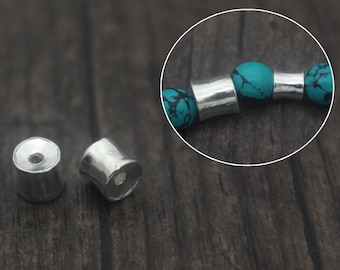 6mm 7.5mm Sterling Silver Barrel Beads,Silver Drum Beads,Silver Spacer Beads,Silver Bead Spacers