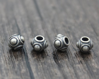 2 cuentas de plata esterlina, cuentas espaciadoras de plata de 4,5 mm y 5,5 mm, cuentas espaciadoras de plata