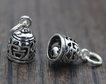 1 st sterlingzilveren belbedel met chimeer, Chinese geluksbelbedel, kerstbelbedel, kerstbedel, vakantiebedel