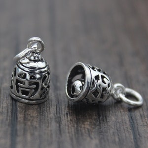 1PC Sterling Silver Bell Charm with Chimer,Chinese Lucky Bell Charm,Christmas Bell Charm,Christmas Charm,Holiday Charm