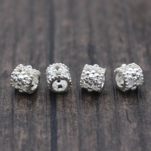 4 Sterling Silver Flower Beads,5x4.5mm Silver Flower Spacer Beads,Barrel Beads,Beads Spacer