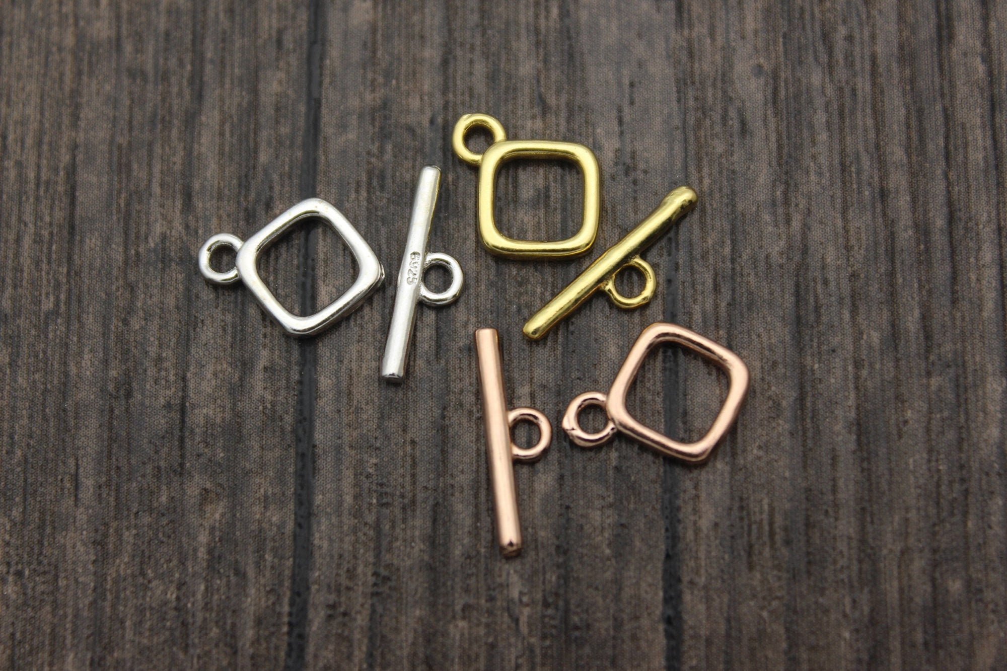 1PC Sterling Silver Toggle Clasp,9mm Square Toggle Clasp Set,Gold Plated,Rose Gold Plated,Toggle Clasp,Bracelet Clasp,Necklace Clasp