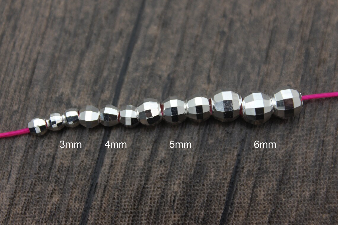40 Sterling Silver Faceted Beads3mm 4mm 5mm 6mm for Etsy