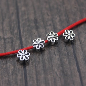 4pcs-6mm Sterling Silver Flower Beads,Silver Flower Spacer Beads,Flower Beads Spacer image 2