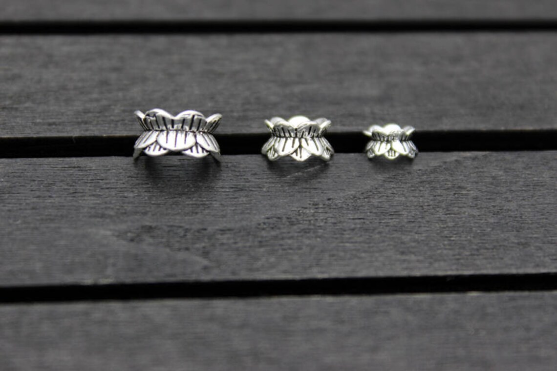 6mm 8mm 10mm Sterling Silver Lotus Bead Caps Double Flower Etsy