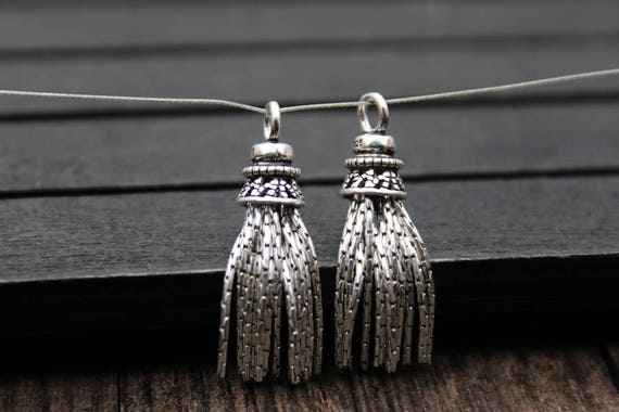 1PC-Sterling Silver Tassel Charm,Sterling Silver Chain Tassel,Tassels for Earrings for Necklace,Tassel Jewelry